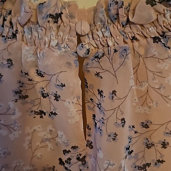 Honey Chelsea Women's Floral Ruffled Long Sleeves Mini Dress XS Pink - Picture 5 of 16